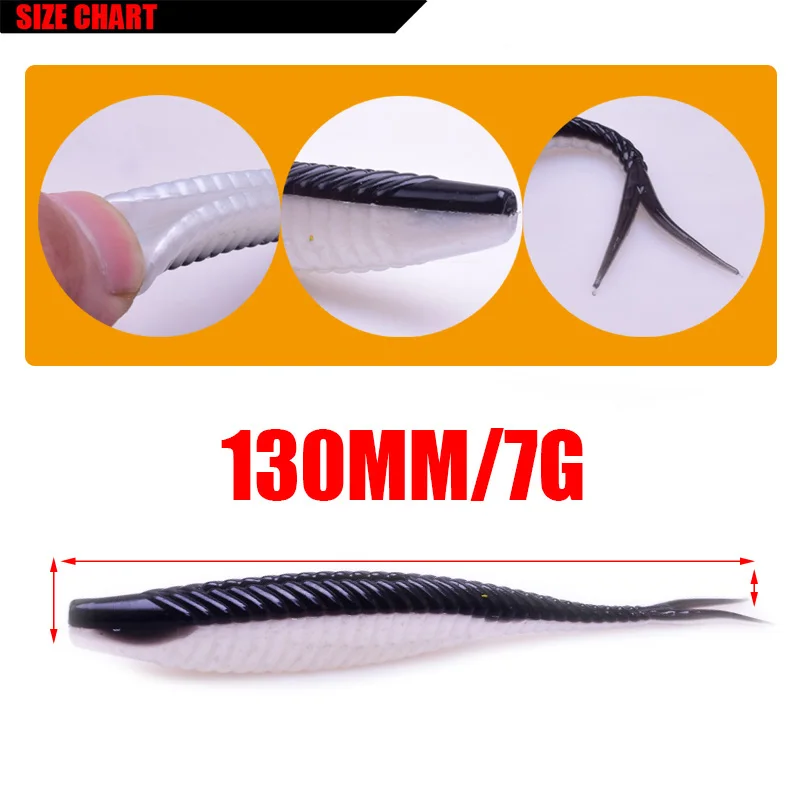 Señuelos de Pesca blandos de agua flotante, 120mm, 7g, cebo blando, Swimbaits Jig Head, señuelo suave, cebo de pesca con mosca, señuelo Artificial de plástico, 5 uds. - imagen 2