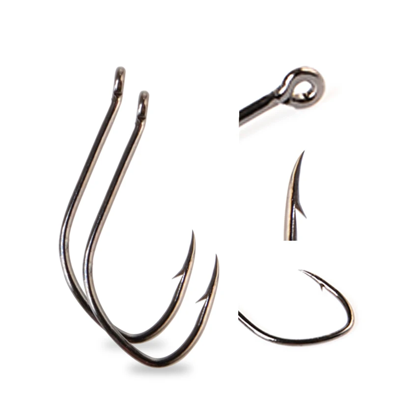 FTK7-10PCS AJI Juego de anzuelos de pesca de acero rico en carbono, anzuelo de carpa individual anillado para bagre 2-14 #   Anzuelo de carpa con púas y ojo - imagen 3
