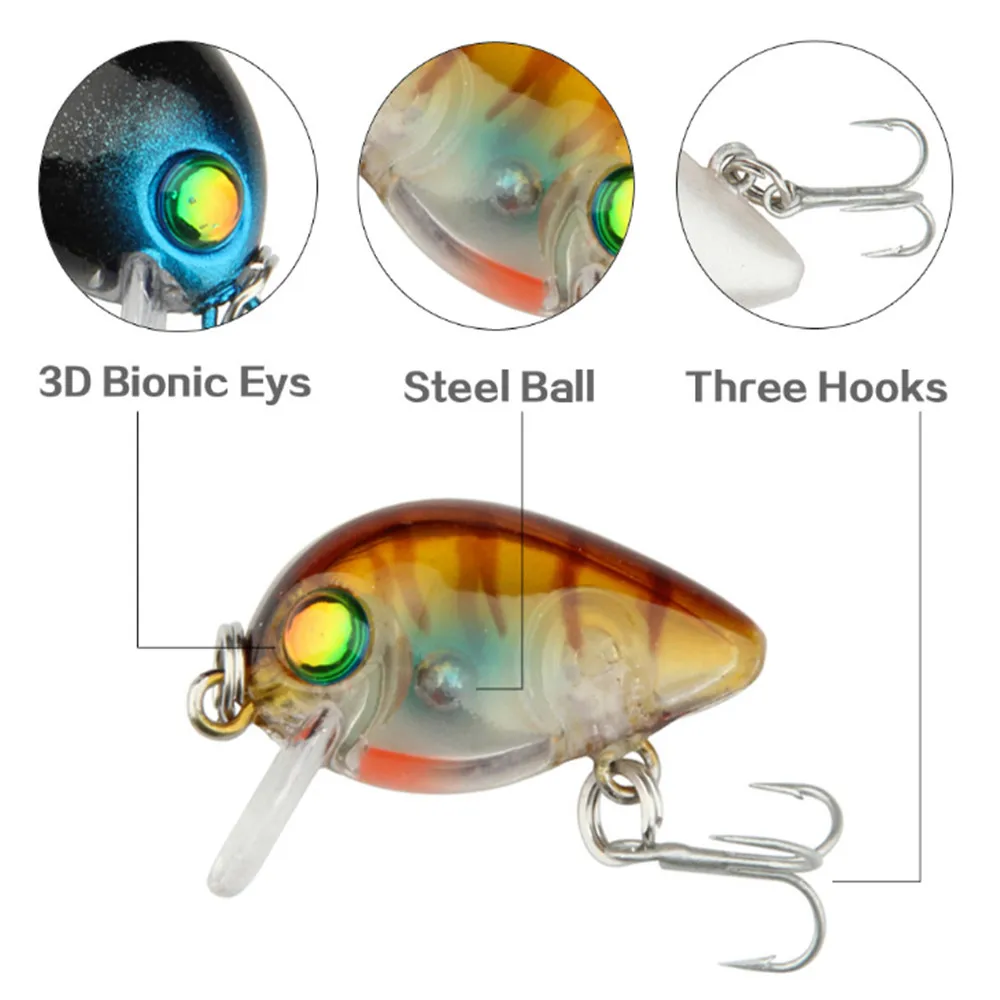 Mini señuelo de pesca Crankbait de 30mm y 1,7g, cebo duro Artificial flotante, aparejos de pececillos japoneses, trucha, lubina, pesca de carpa, 17 colores, 1 unidad - imagen 4