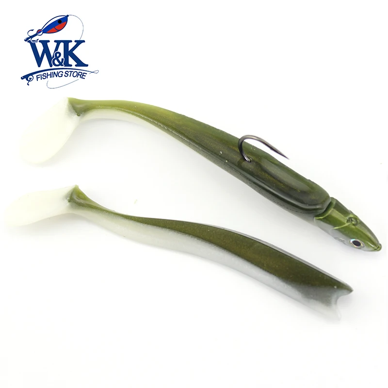 Señuelo suave de 11cm con cabeza de plantilla de 20g para pesca de lubina, Swimbait de agua salada T140 Shad, juego de cebo suave colorido de Anguila - imagen 3