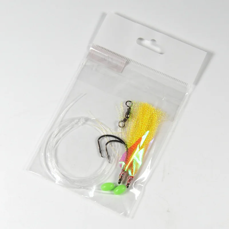 Bimoo-aparejos Sabiki con anzuelos para pesca en el mar, anzuelos de cebo, anzuelo giratorio de barril, 10 bolsas, 5/0 piel de pescado - imagen 4