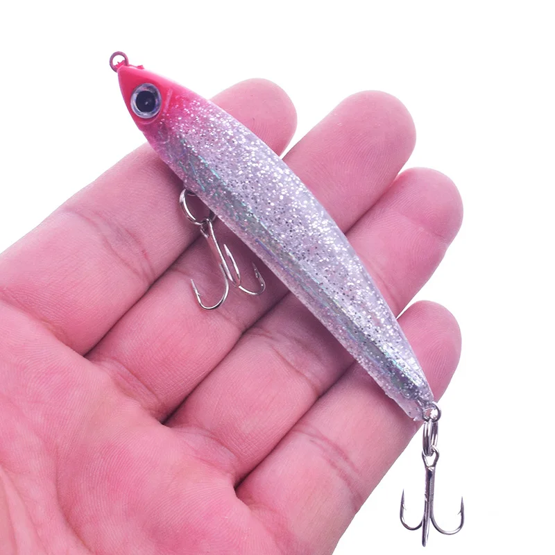 Señuelo de pesca de bloque de plomo de silicona, 8cm, 14,5g, anzuelo que se hunde, Wobblers, cebos de natación, cebos artificiales, Crankbait, aparejos de pesca, PR-220, 1 ud.
