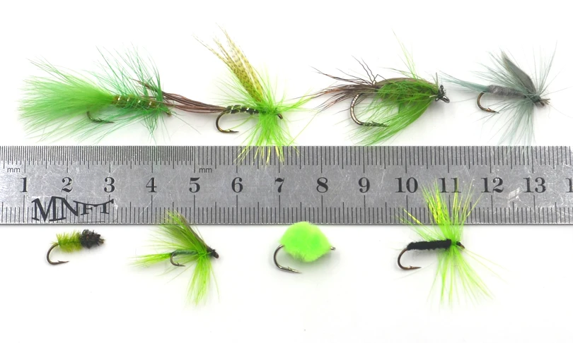 MNFT 1 Juego (40/56 uds) moscas de pesca con mosca Combo serie verde insectos artificiales cebo pesca señuelo ganchos con caja para moscas - imagen 5