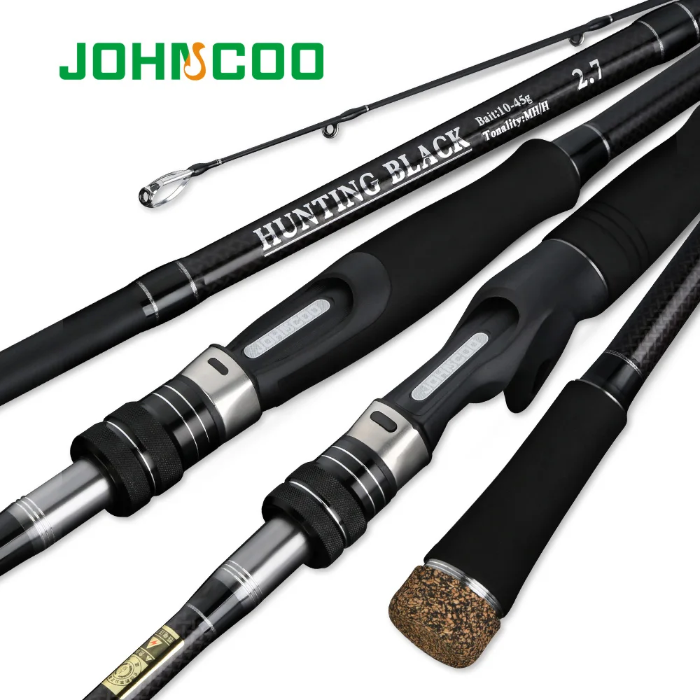 JOHNCOO-caña de pescar de carbono, 2,7 m, 3,0 m, MH, potencia H, 10-45g, para Baitcasting, lubina de mar, giratoria de 3 secciones - imagen 2