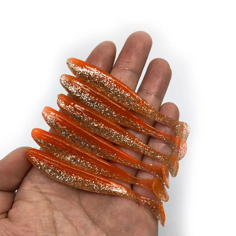 Señuelos blandos de fácil limpieza, cebo de silicona de doble Color, aparejos de pesca artificiales, 85mm /4g, 6 unidades por lote - imagen 5