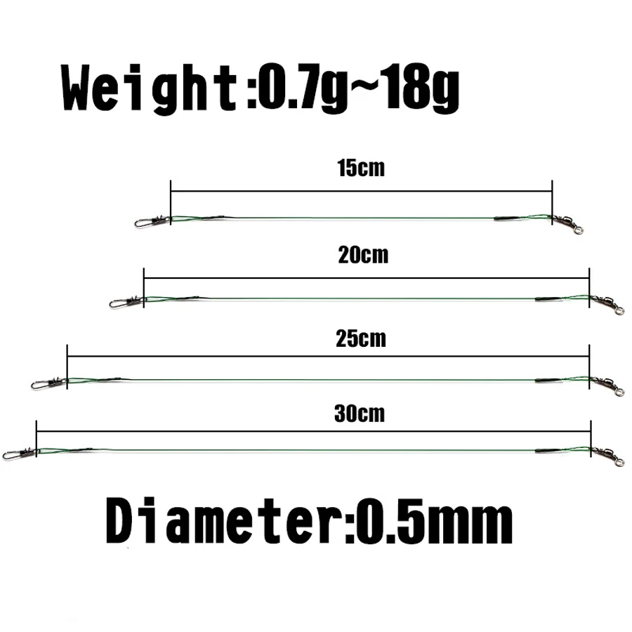 Línea de alambre de pesca trenzada de acero inoxidable, 100 unidades, antimordedura, amortiguadores, Rigs de guía giratoria, correa de línea cónica giratoria a presión - imagen 3