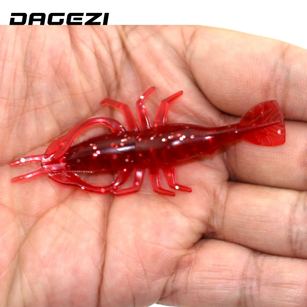 DAGEZI-señuelo Artificial para Pesca con mosca, cebo suave de Camarón, 8cm/3,6g, 5 unids/lote - imagen 3
