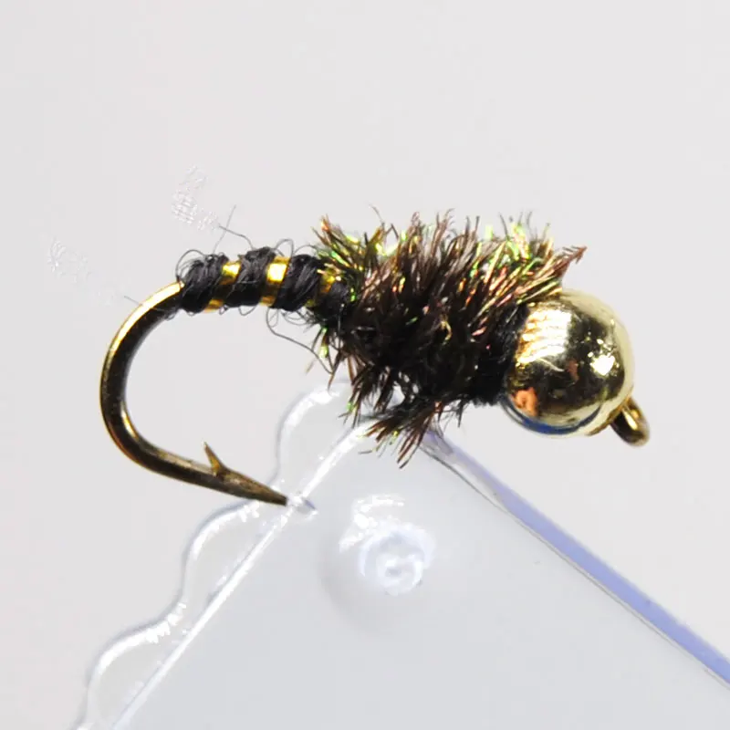 ICERIO-Señuelos de Pesca con cabeza de cuentas, moscas secas, trucha, ninfas, pavo real, 10 piezas, #14 - imagen 2