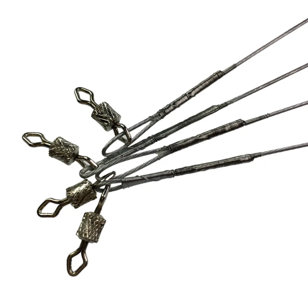 30 Uds. De líneas de pesca de 25cm, líder de alambre de acero con giratorios, 32cm, 35lb, cables de pesca a presión multibloqueo, correa Leadcore - imagen 2