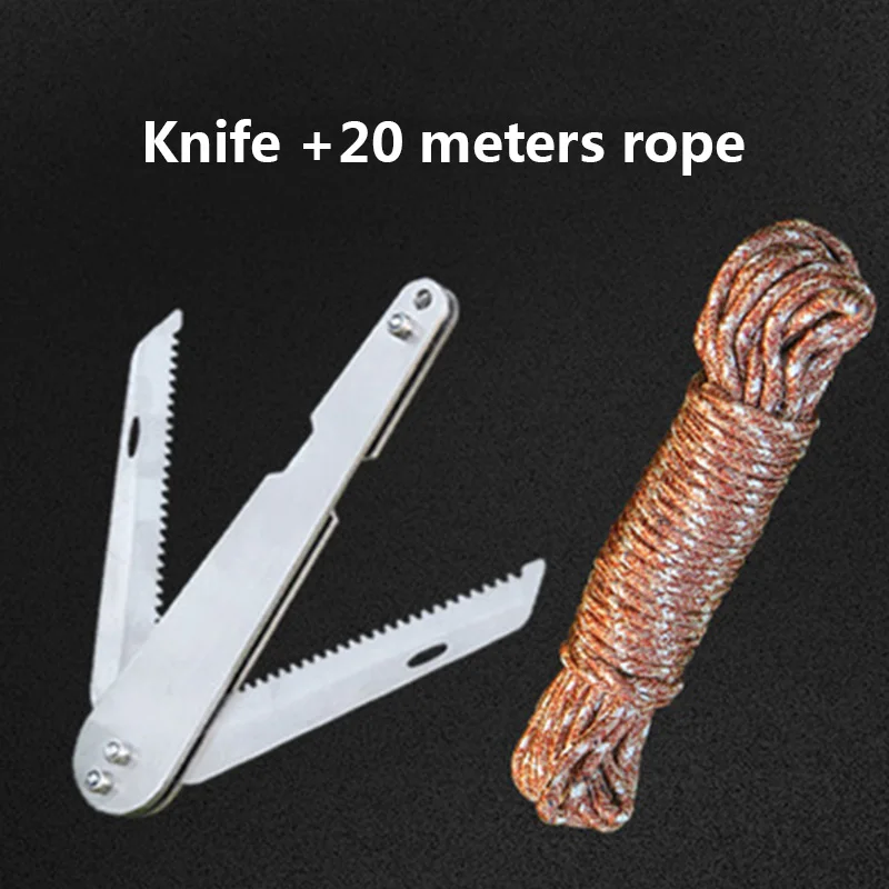 knife and 20m rope