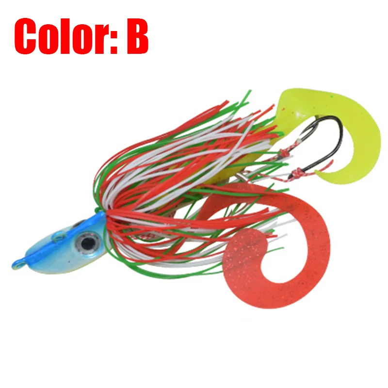 1 Uds. Cebo giratorio negro de boca grande para lubina, cebo de Metal con lentejuelas, Barba, Lucio, aparejos de pesca, plantilla de goma, señuelo de pesca suave PR-157 - imagen 5