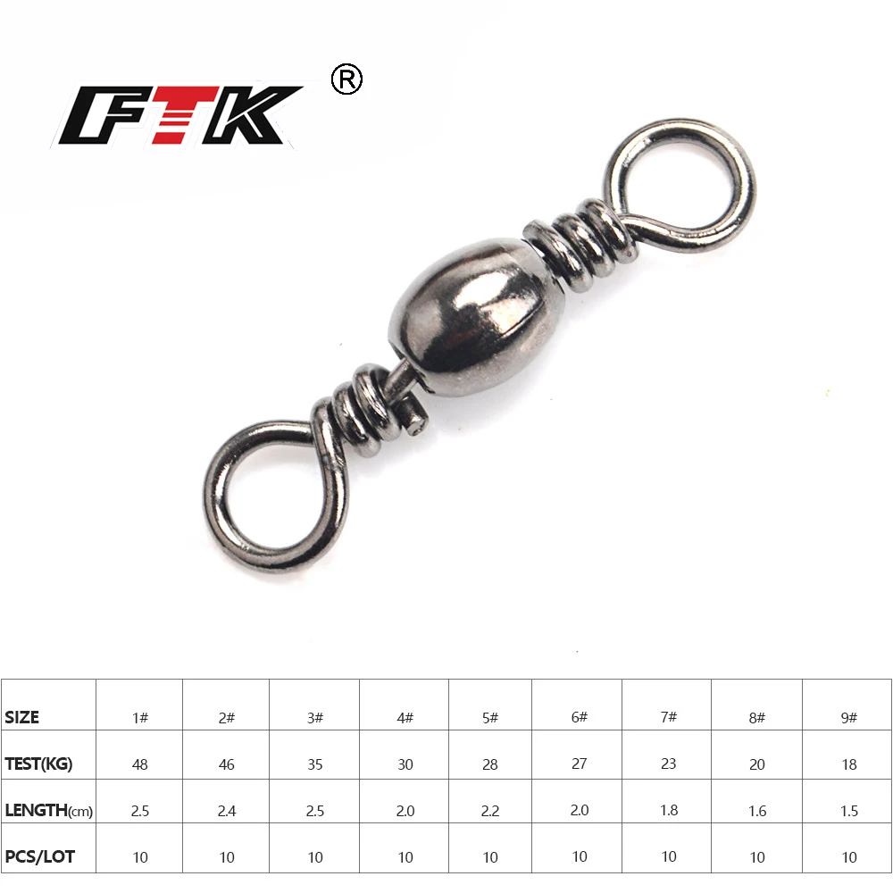 FTK-Terminal de conector de rodamiento de bolas, aparejos de Pesca con anillo dividido, señuelo de anzuelo, 1 paquete, 1 #-9 # - imagen 4