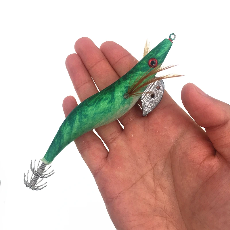 5 uds plantilla de calamar luminosa madera camarones señuelo de pesca calamar sepia plantillas señuelos 13,5 cm 21g con 3,5 # Anzuelo para aparejos de pesca Wobbler - imagen 5