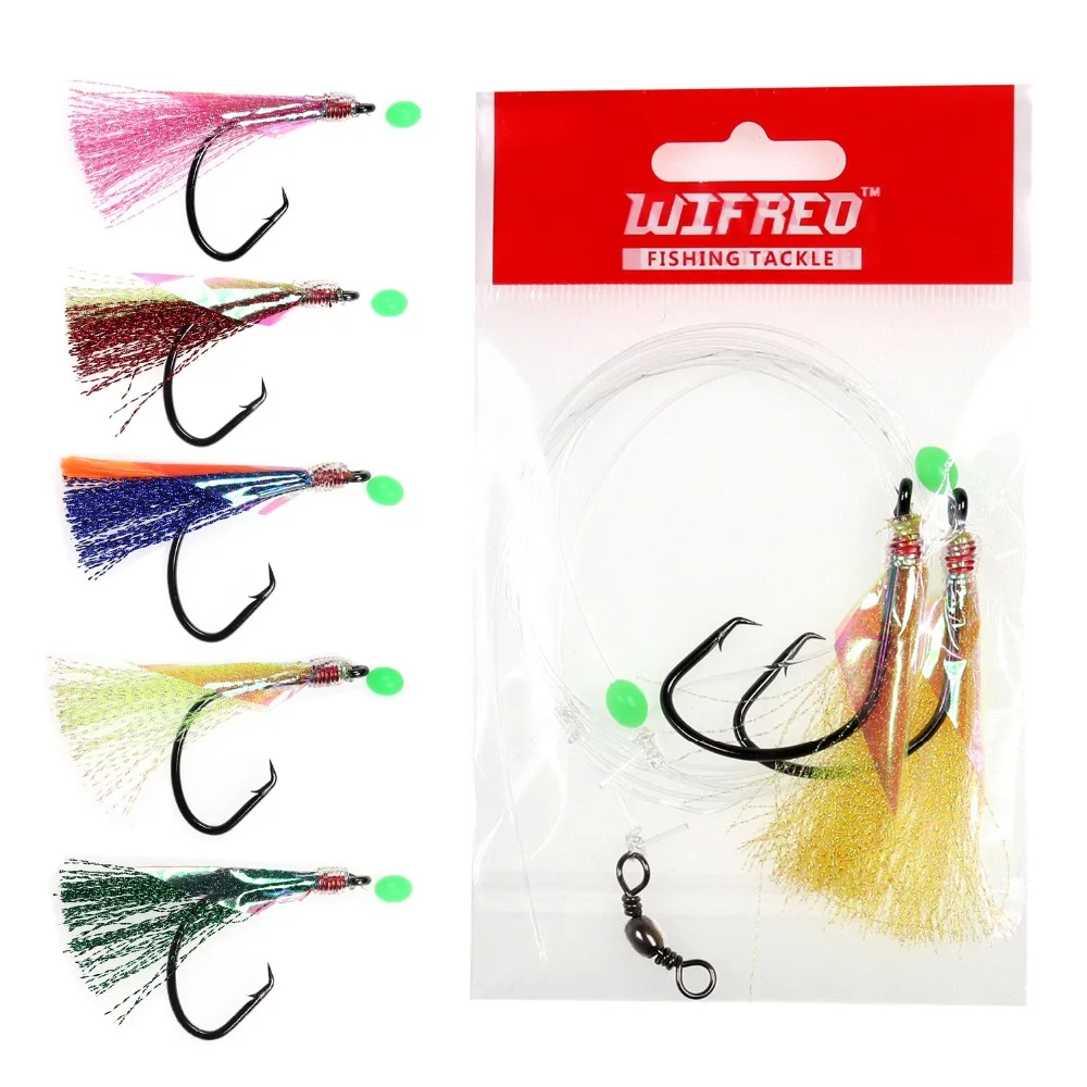 10 paquetes 4/0 Sabiki Rig pesca en agua salada Flasher Rig 2 kit de anzuelos de pesca pargo Tarakihi caballa señuelo de pesca de mar - imagen 3