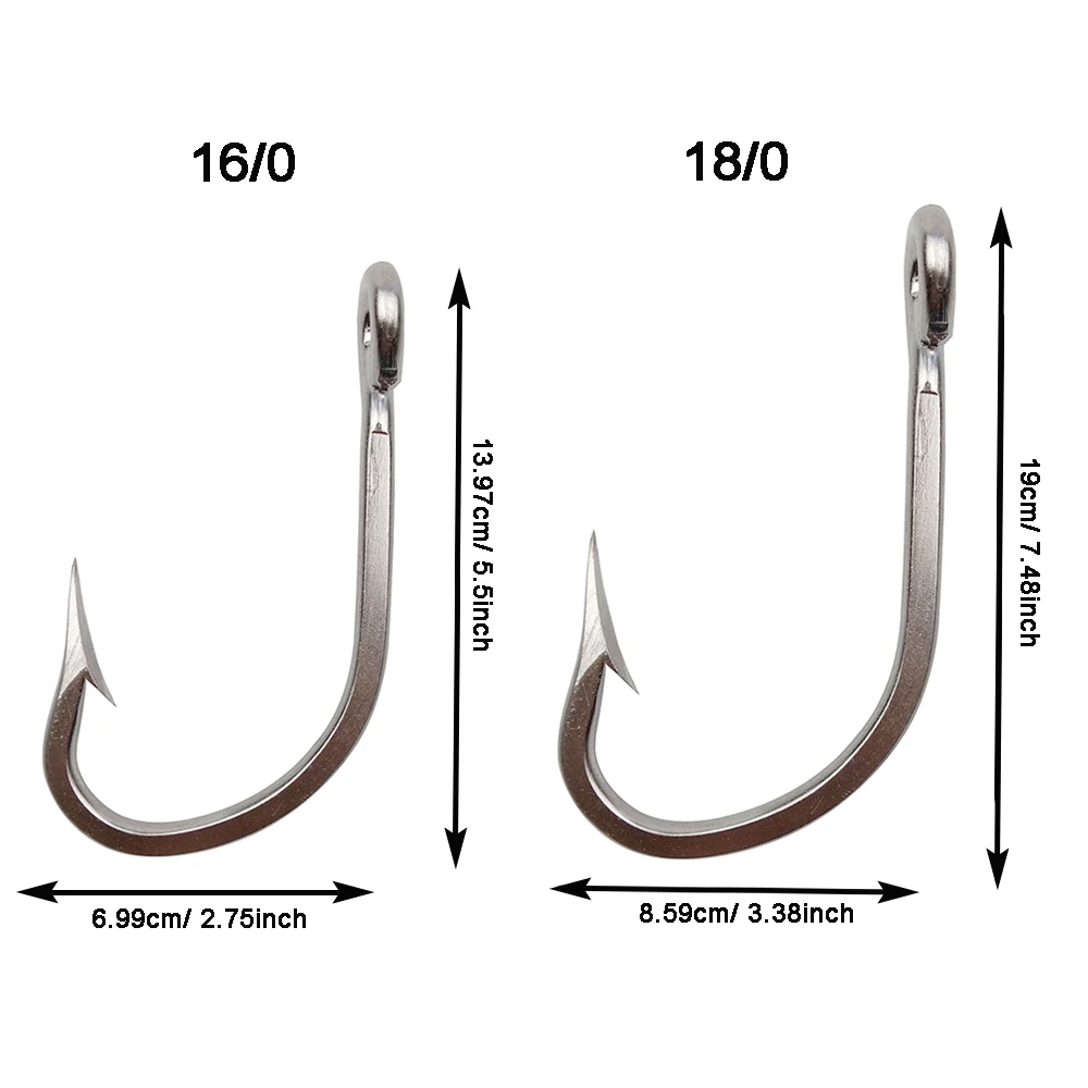 2 uds 7731 anzuelos de pesca de acero inoxidable anzuelos grandes de cebo de tiburón y atún Extra fuertes para pesca en agua salada tamaño 16/0 18/0 20/0 - imagen 2