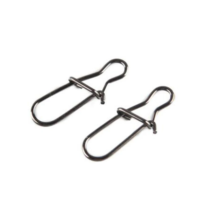 30 unids/lote gancho de acero inoxidable Clip rápido bloqueo Snap giratorio pesca anillos sólidos broches de seguridad conector de anzuelo de pesca aparejos de pesca