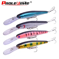 Proleurre-Kit de Señuelos de Pesca, 4 unidades, señuelo flotante Minnow, 13cm, 14g, Crankbait, plantilla de Pesca, juego de anzuelos con aparejos de Pesca