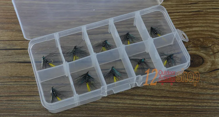 MNFT-estimuladores para pesca con mosca, cebos negros secos, 12 #, 10 unidades - imagen 4