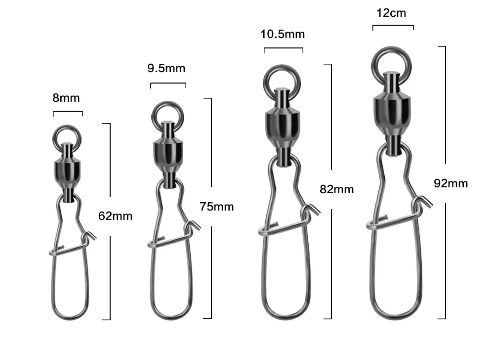 Anzuelo de pesca giratorio con cierre de costa, 50 unidades, 0, 2, 4, 6, 8 - imagen 2