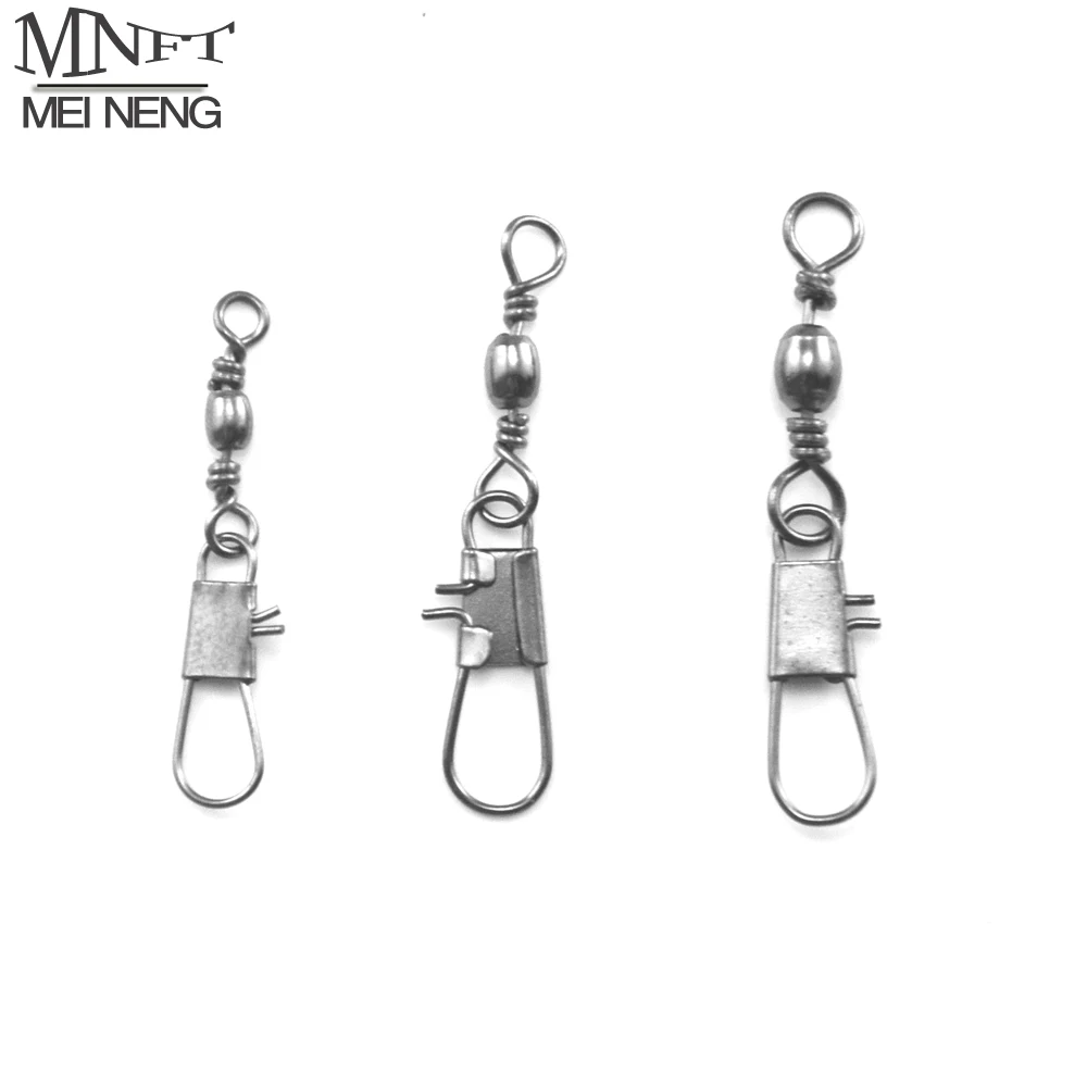 MNFT 50 Uds. De pasador giratorio de barril de latón inoxidable, conector de pesca, pasador giratorio, grúa, aparejos de pesca, gancho, accesorios a presión