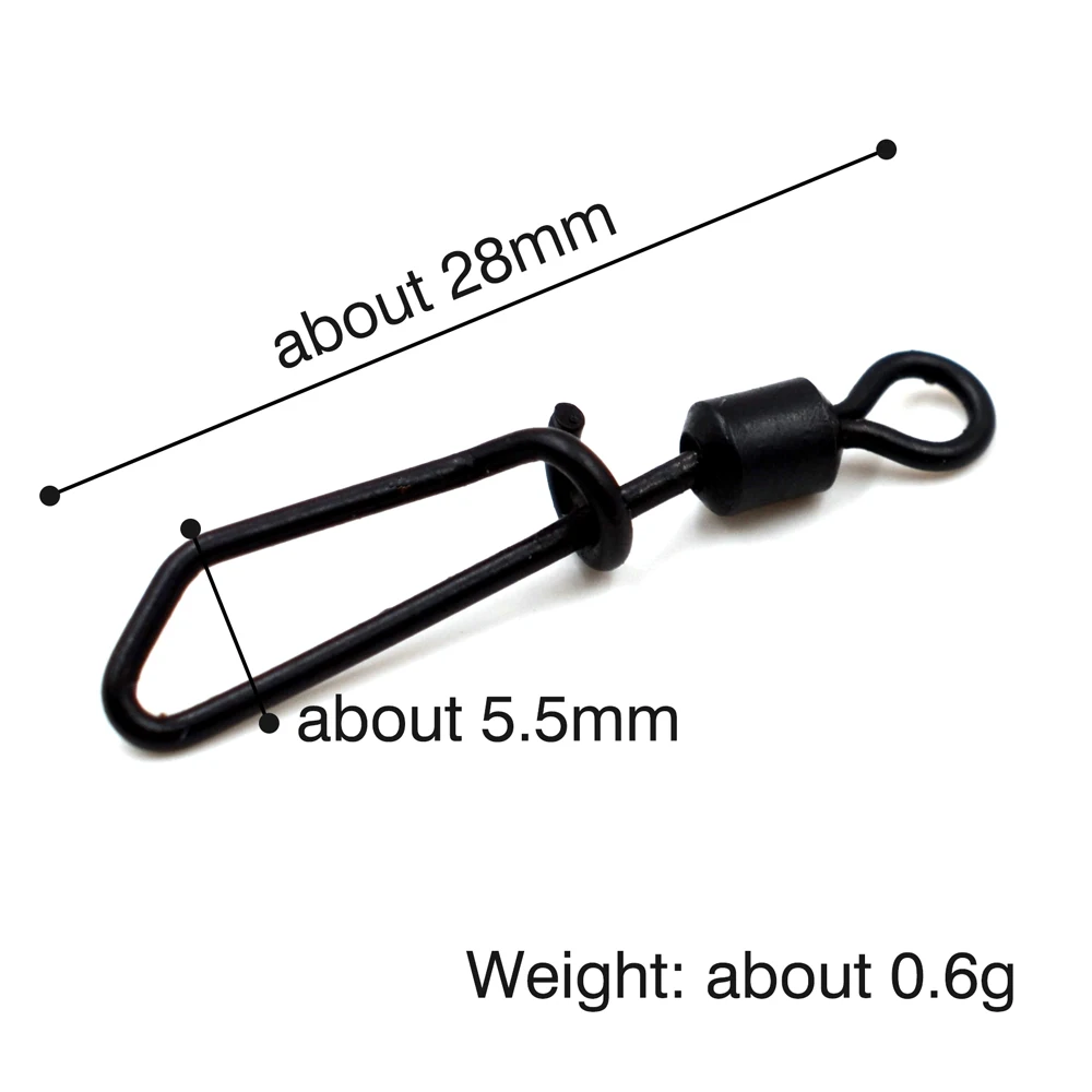 MNFT-pivotes de pescado de níquel negro de acero inoxidable, Clips a presión de cambio rápido, Conector de pesca giratorio, 20 Uds. - imagen 2