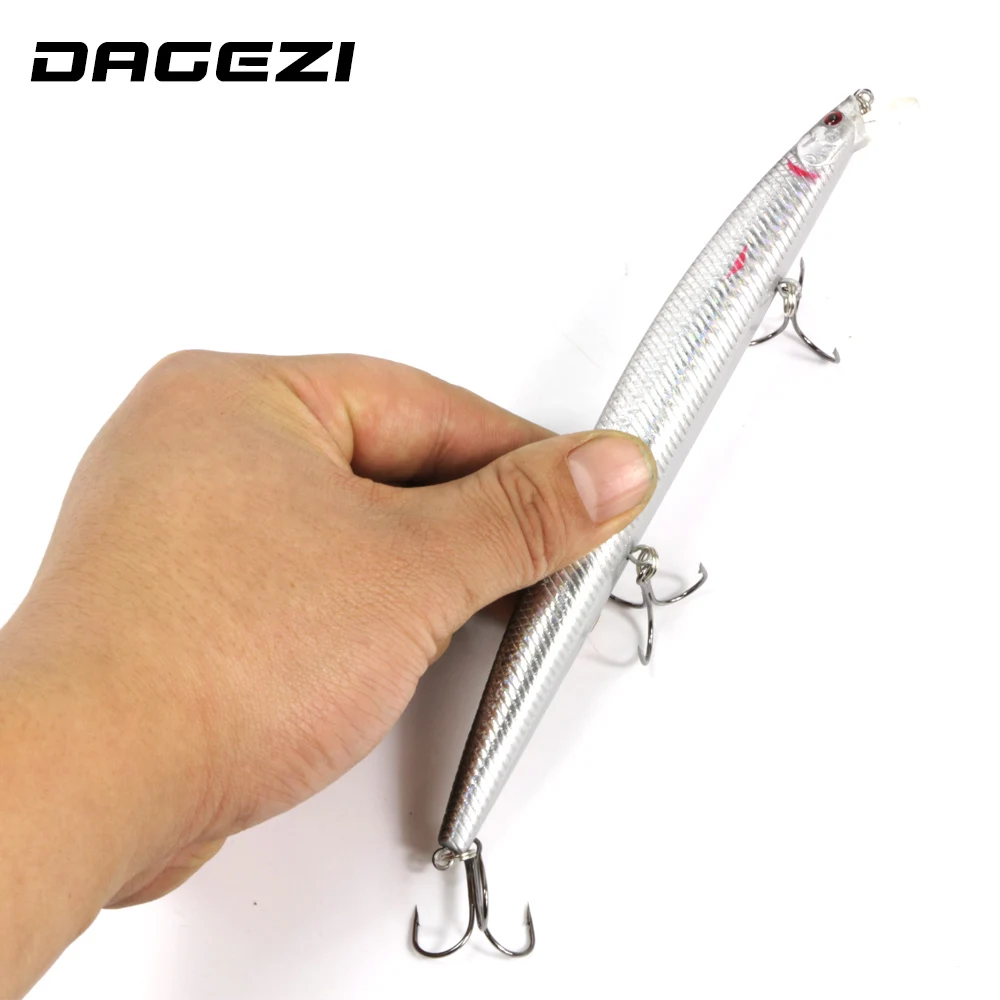 DAGEZI-señuelo de pesca muy grande, cebo duro artificial, pintura láser, minnow, ojos 3D, pesca wobbler, 18CM/23G, 10 unids/lote - imagen 2