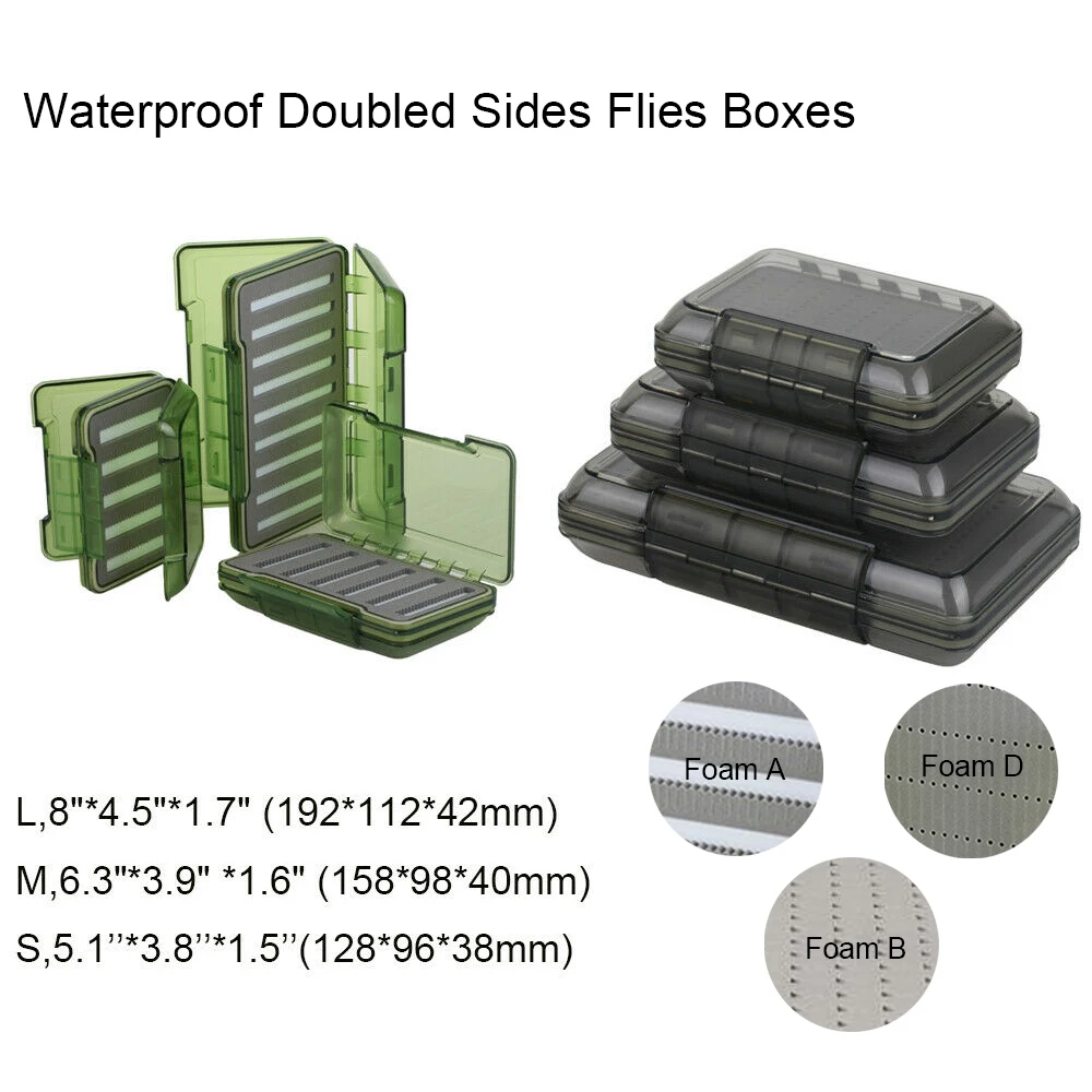 Aventik-caja de plástico impermeable para pesca con mosca, plástico ABS, doble cara, transparente, verde, 7,7x4,6x1,7 pulgadas (196x116x42mm)