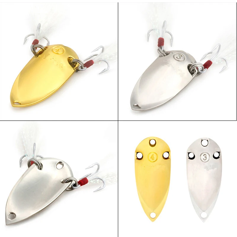 Señuelos de Pesca con plumas de doble gancho japonés, cebo de metal, cuchara, 2,5g, 5g, 7,5g, 10g, 15g, 20g, aparejos de pesca de plata y oro - imagen 5