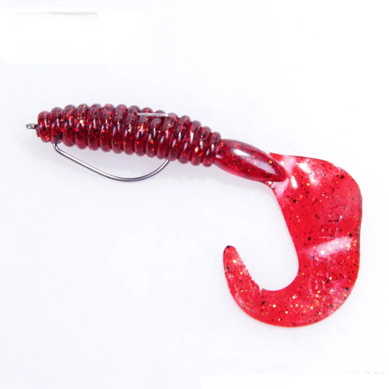 Señuelo de pesca cebo blando gusano agua salada fresca cola única larva señuelos artificiales TEXAS RIG Jig Head 8cm 11cm - imagen 2