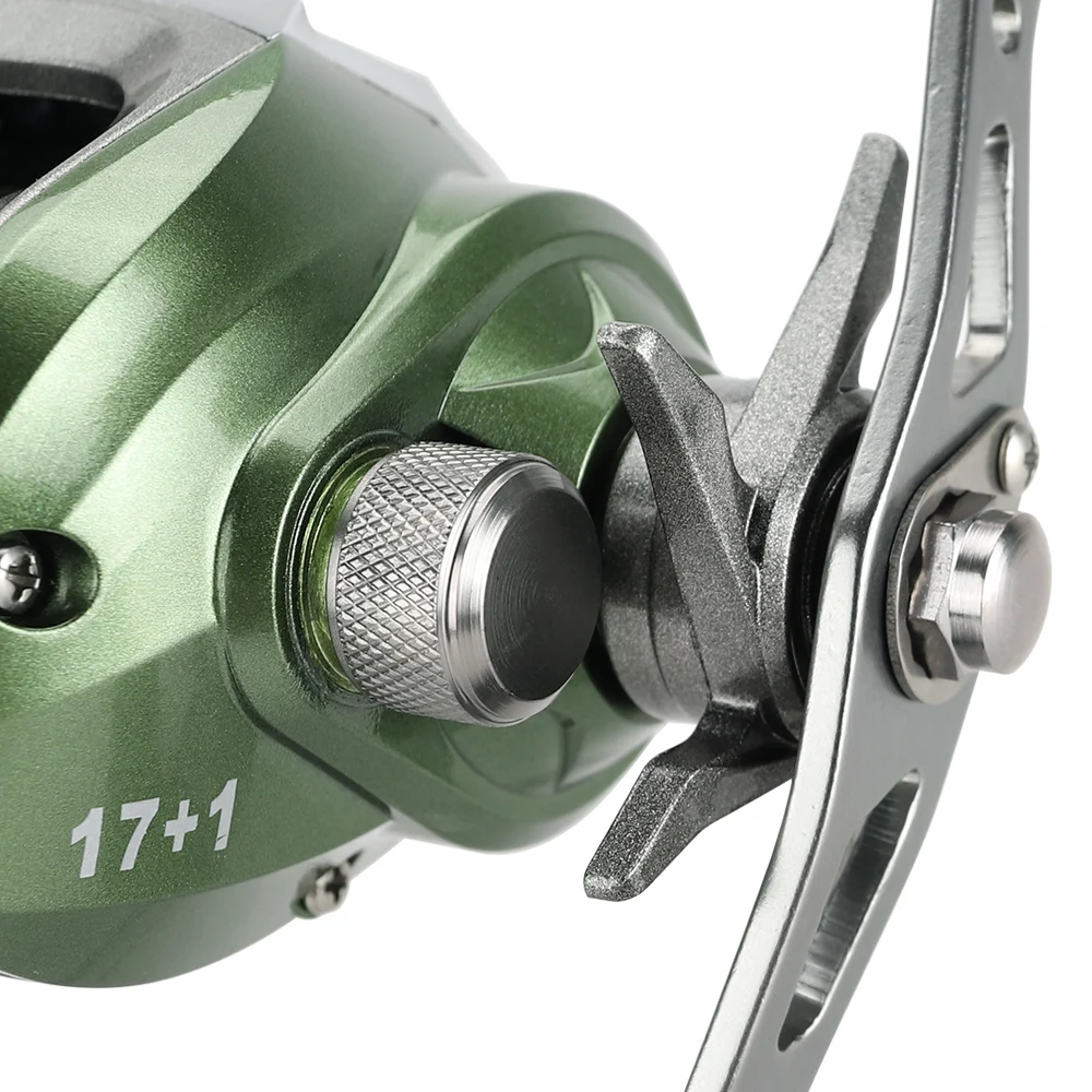 Carrete de pesca de cebo Casting, 17 + 1BB, Ratio 7,1: 1, sistema de freno Dual, señuelo de potencia de arrastre de 8kg, aparejos de pesca de agua salada - imagen 5