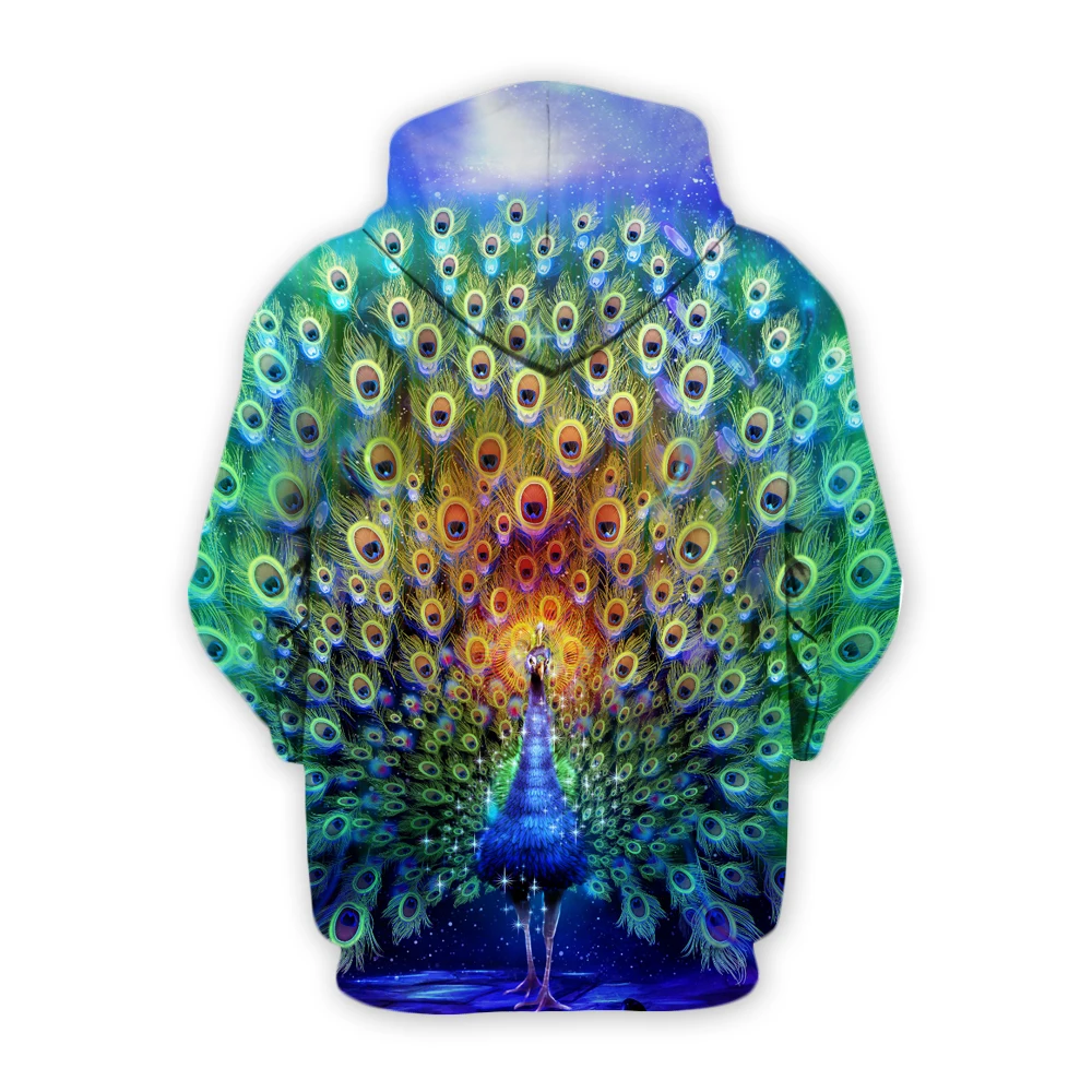 PLstar Cosmos moda hombres sudaderas con capucha animal pavo real 3D impreso Sudadera con capucha The Eternal Trance Unisex streetwear Sudadera con capucha KQ-004 - imagen 2