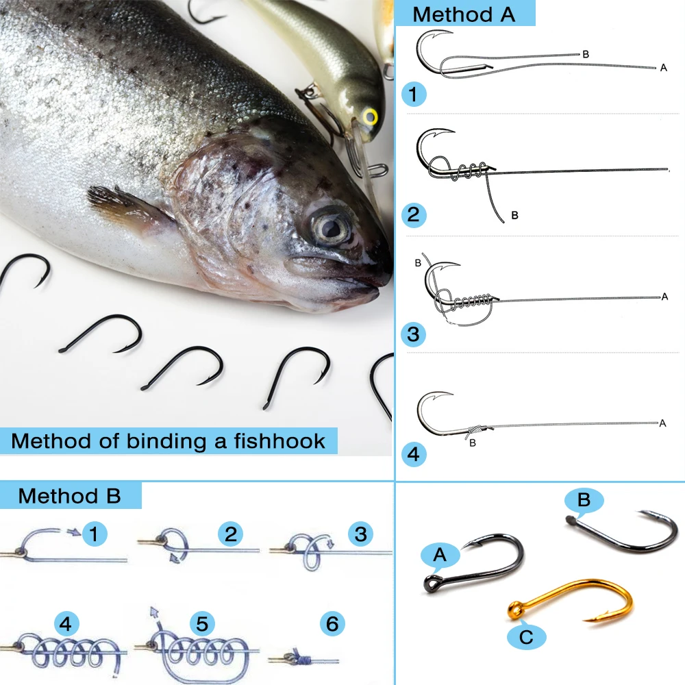 MNFT 500 Uds anzuelos de pesca de acero rico en carbono anzuelo de tamaño mixto # Gancho de cebo para Jigging, caja de 3 ~ 12 con púas doradas y negras con ganchos para agujeros - imagen 5
