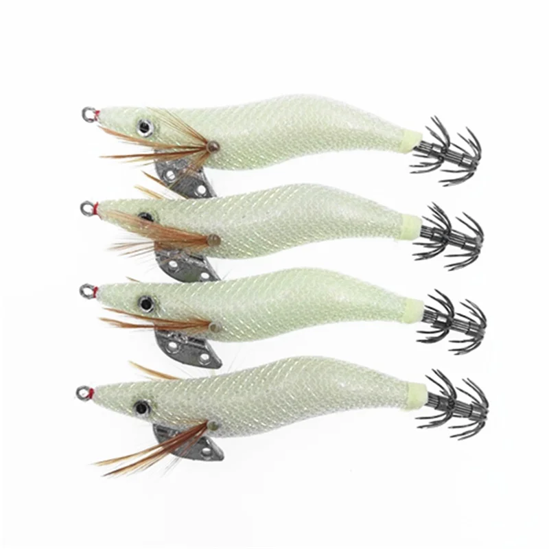 8 unids/lote camarones calamar Jig señuelo de pesca 10,5 cm 13cm aparejos de pesca de gambas luminosos anzuelos para curricán cebo Artificial biónico - imagen 4
