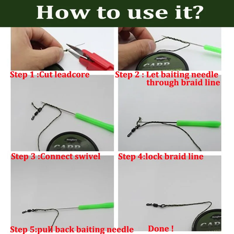 Línea de pesca de carpa Leadcore 35 45 55LB, líder verde de camuflaje, línea de aparejo de carpa con núcleo de plomo, aparejos de plomada trenzados, accesorios de pesca, 10M - imagen 5