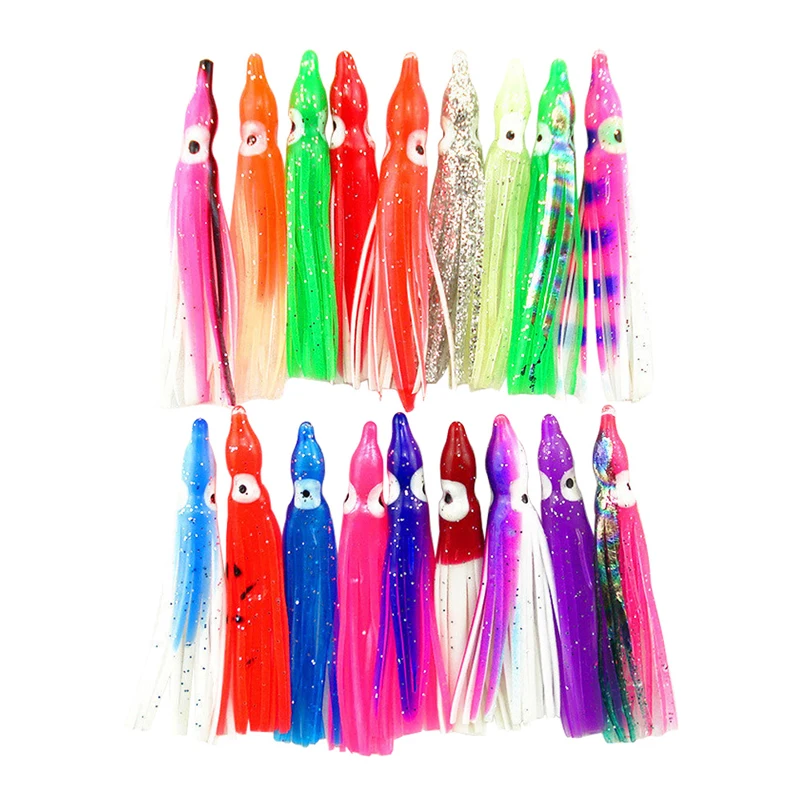 Señuelo de pesca suave de pulpo para Jigs, faldas de calamar de goma, atún Artificial, pez vela, cebos de Color mixto X342, 6cm, 20 unidades - imagen 4