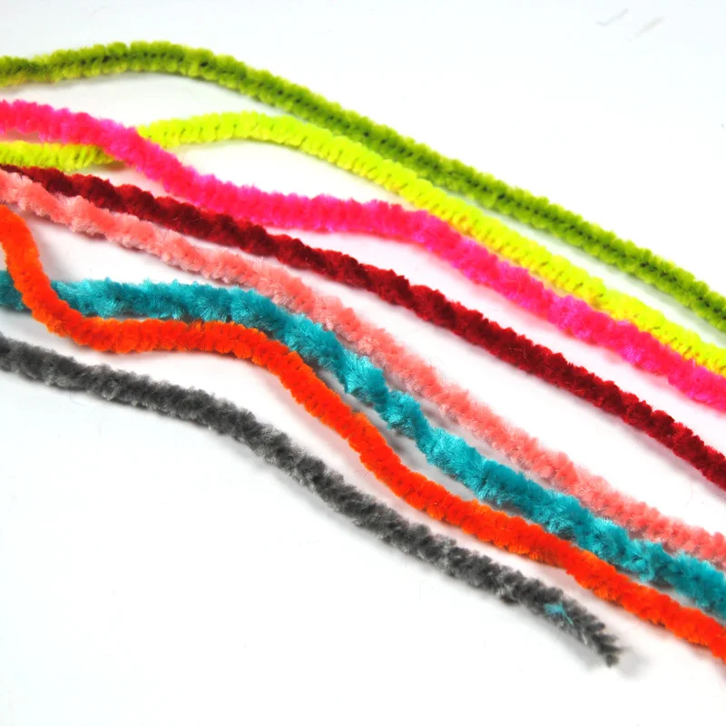2 m de pesca con mosca, gusano lanoso, serpentina para moscas, atado de moscas, chenilo de espesor, 3 mm ~ 5 mm, verde oliva, blanco, rojo, marrón, etc. - imagen 2