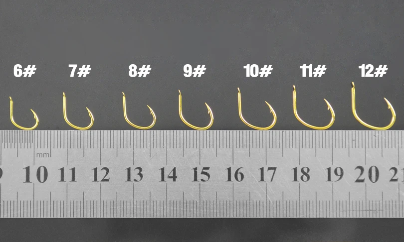 MNFT 10 unids/bolsa anzuelos de pesca de balsa bardados dorados importados de Japón anzuelos afilados de pesca de acero al carbono tamaños 6 # ,7 # ,8 # ,9 # ,10 # ,11 # ,12 # - imagen 3