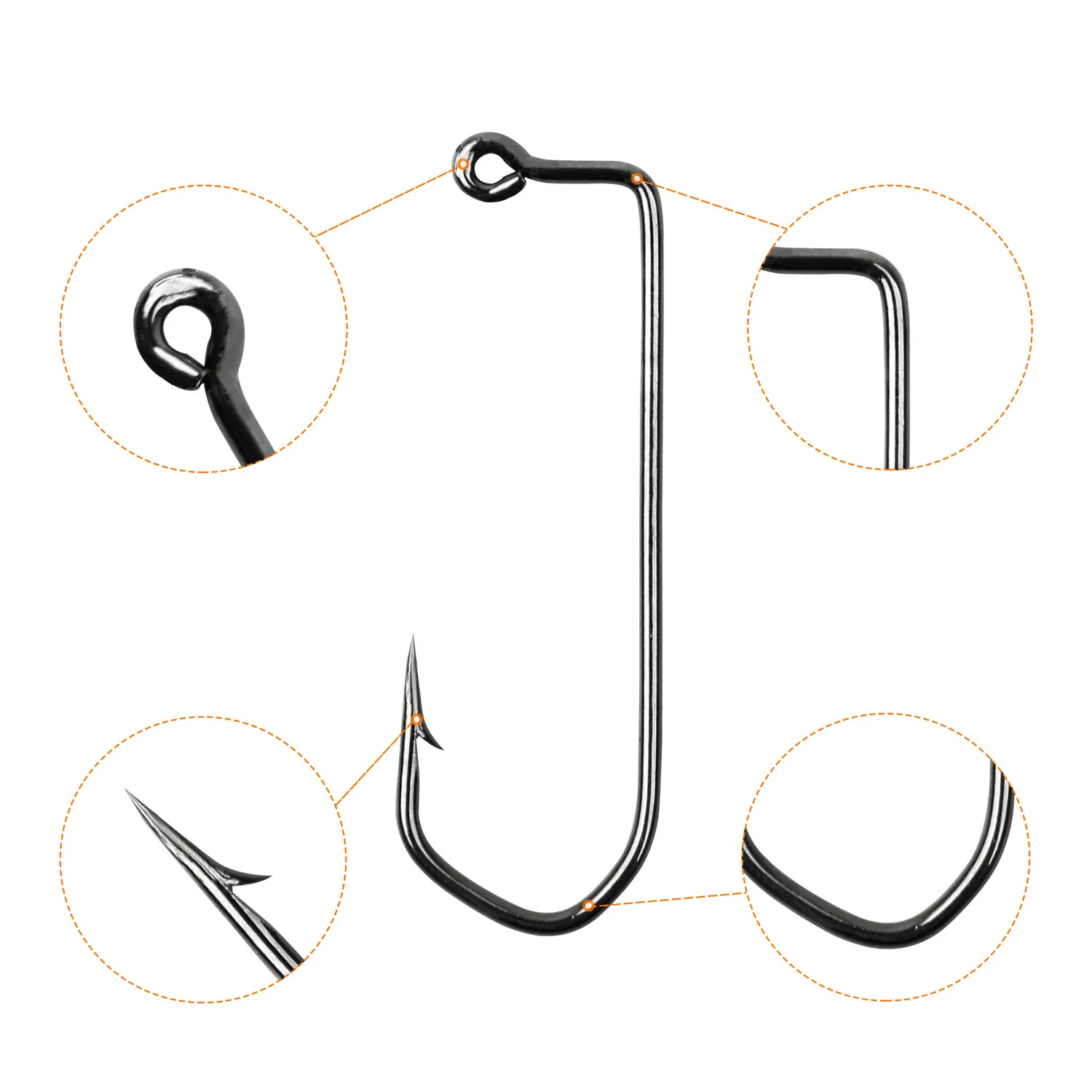 Anzuelos de pesca de acero de alto carbono, anzuelo de púas de 90 grados para Crankhook, gusano, 200 unids/lote - imagen 4