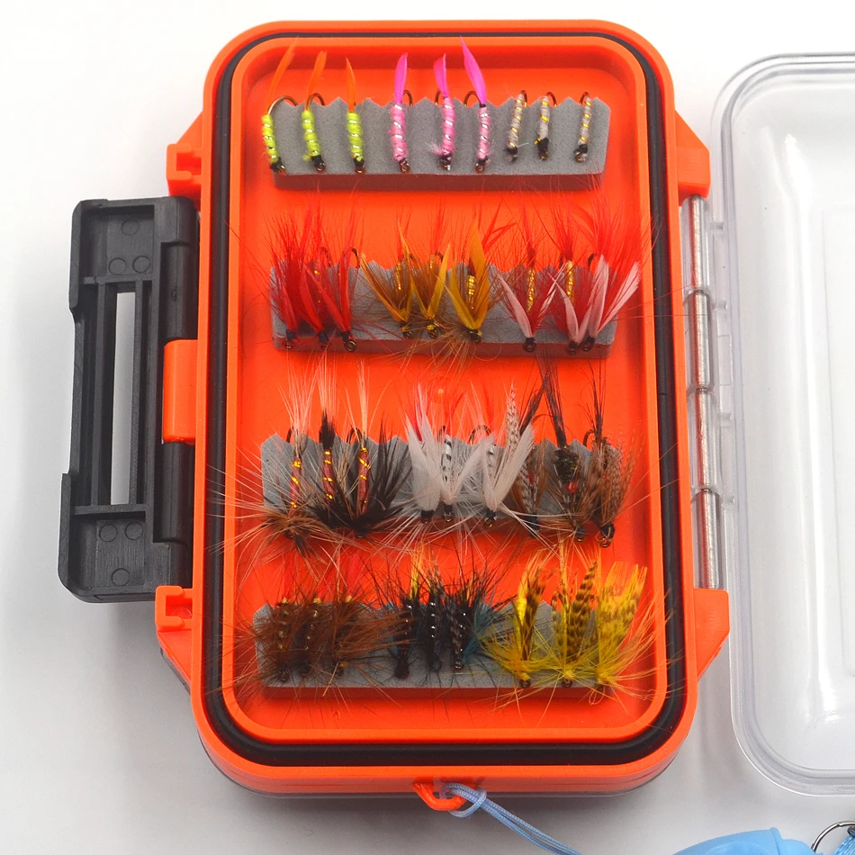MNFT 72 unids/set conjunto de Señuelos de Pesca con mosca de ninfa seca y húmeda cebo de insectos artificiales anzuelos de pesca con mosca para trucha aparejos con caja impermeable - imagen 4