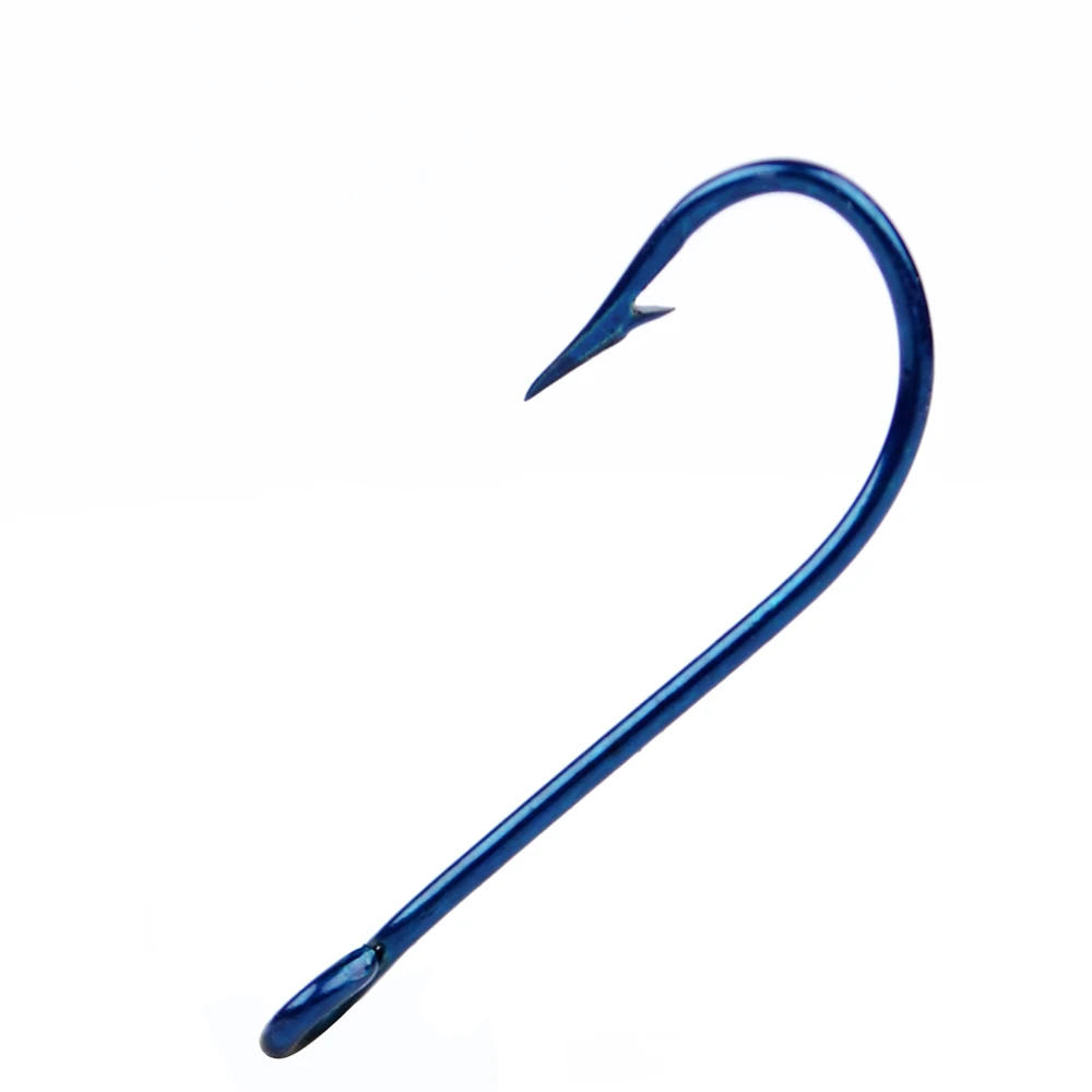 NGB 50PCS Anzuelo de pesca con púas de acero inoxidable con anillo 2320 11 # -20 #   Aparejos de pesca de mar con anzuelos individuales de ojo grande azul - imagen 4