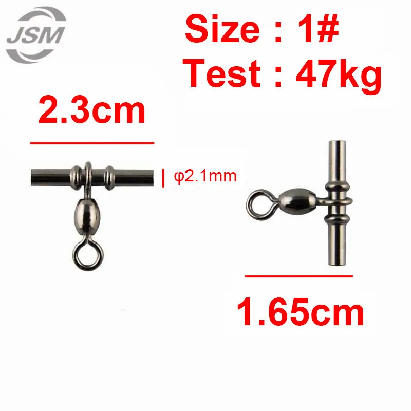 JSM-grúa de línea cruzada de pesca, conector giratorio de latón con níquel negro, tamaño 1, 2, 3, 1/0, 2/0, 20 unidades - imagen 2