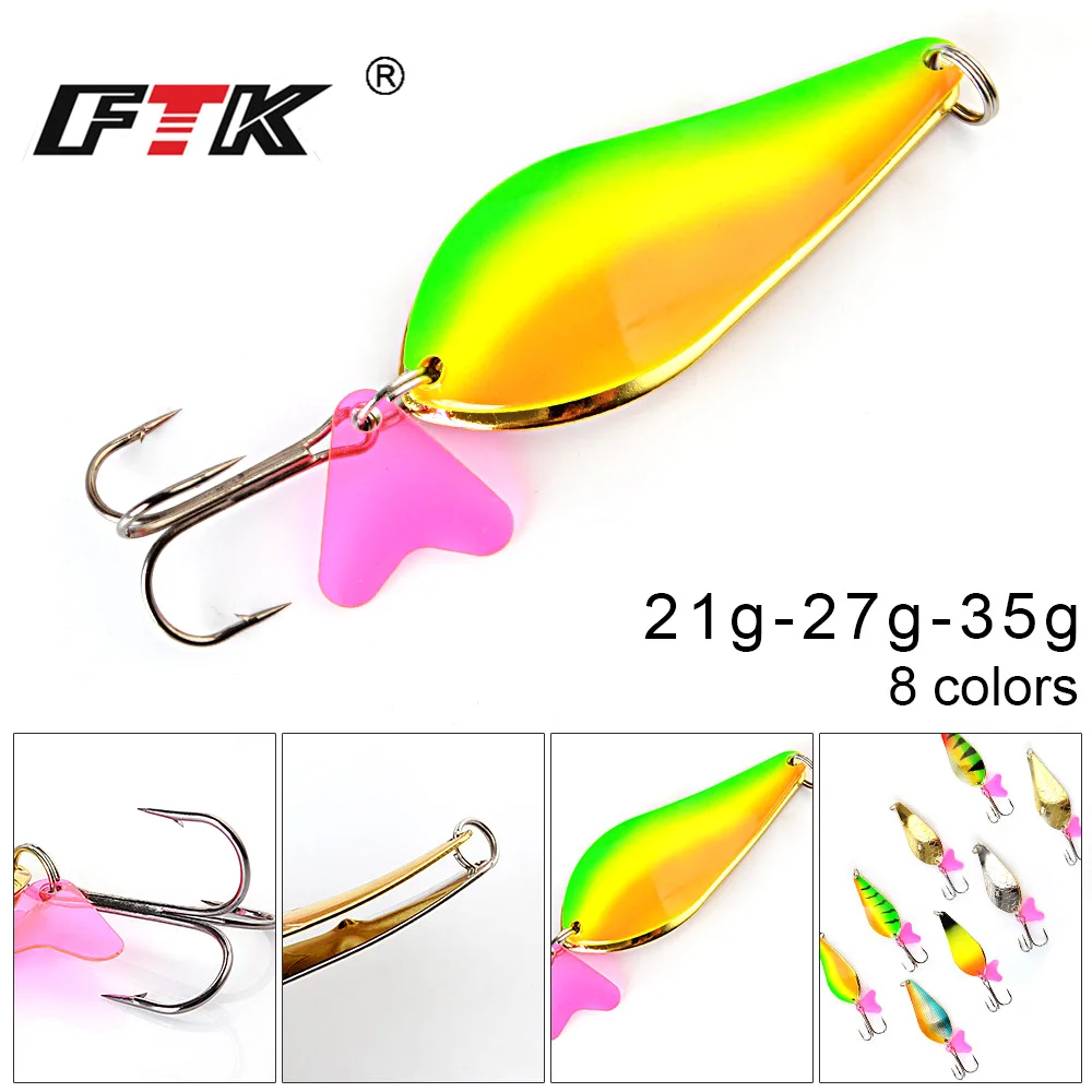 FTK-señuelo de Pesca giratorio de Metal, 8 colores, cebo duro, cuchara de 23g/27g/35g, 6,8/7,5/8,5 cm con gancho, aparejos de Pesca Wobbler