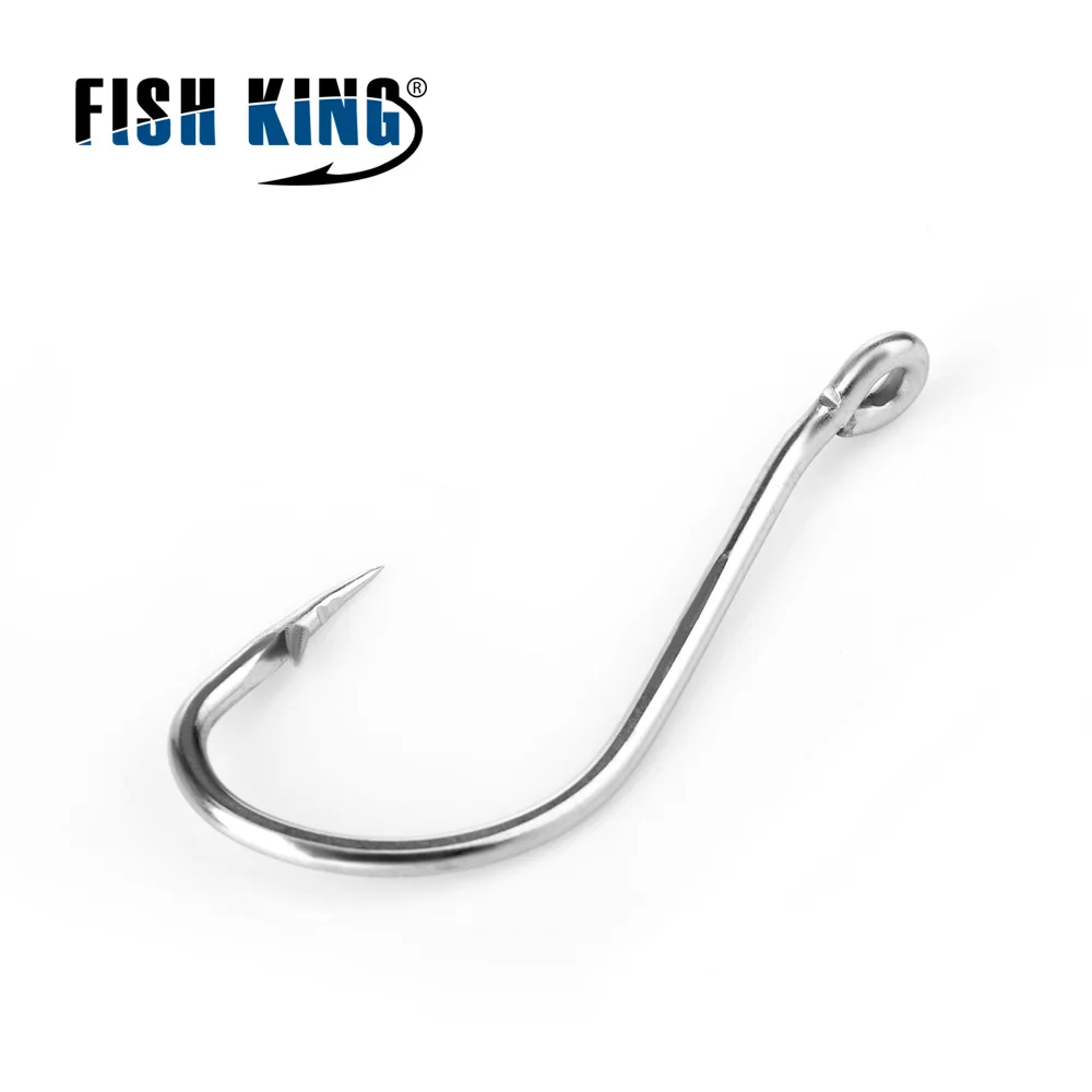 FISH KING 92553SS 25-50PCS Anzuelo de pesca de hierro inoxidable anillado 5/0 # -5 #   Anzuelo de pesca con púas afiladas de pulpo Baitholder - imagen 5