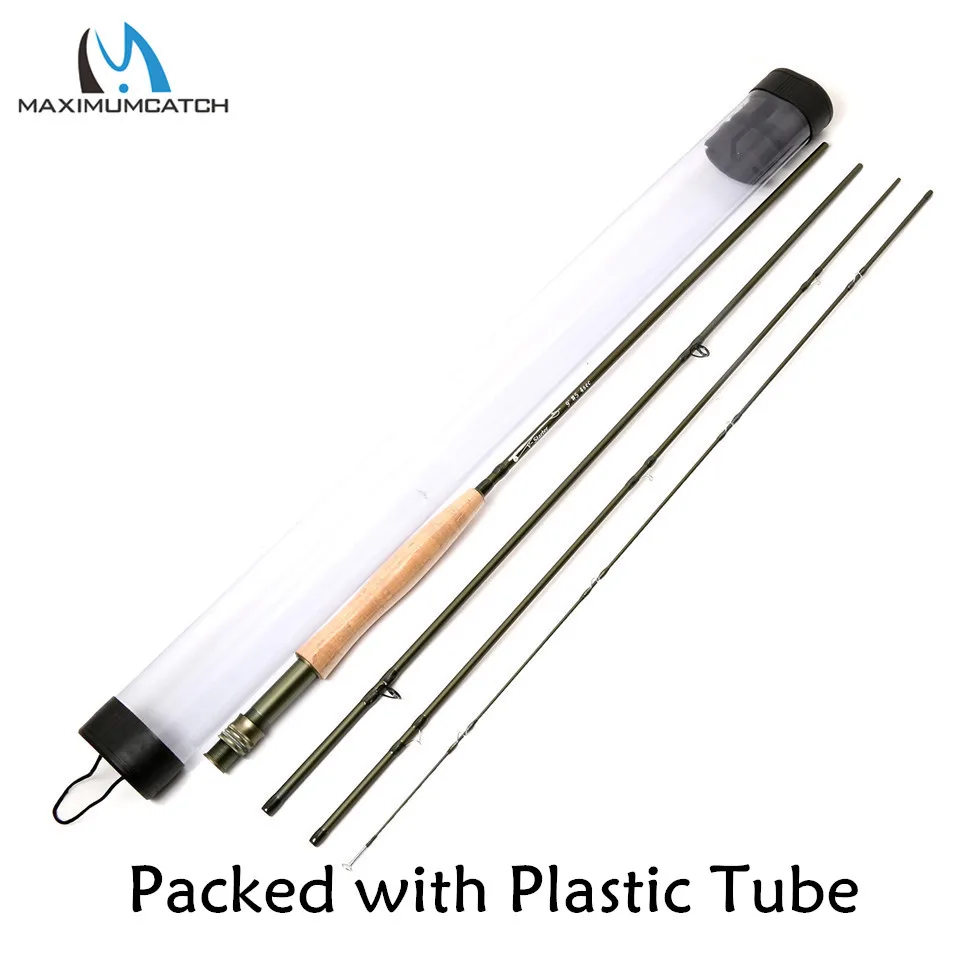 Maximumcatch 3/4/5/6/7/8WT caña de pescar con mosca de acción rápida de fibra de carbono con tubo de plástico duro - imagen 5