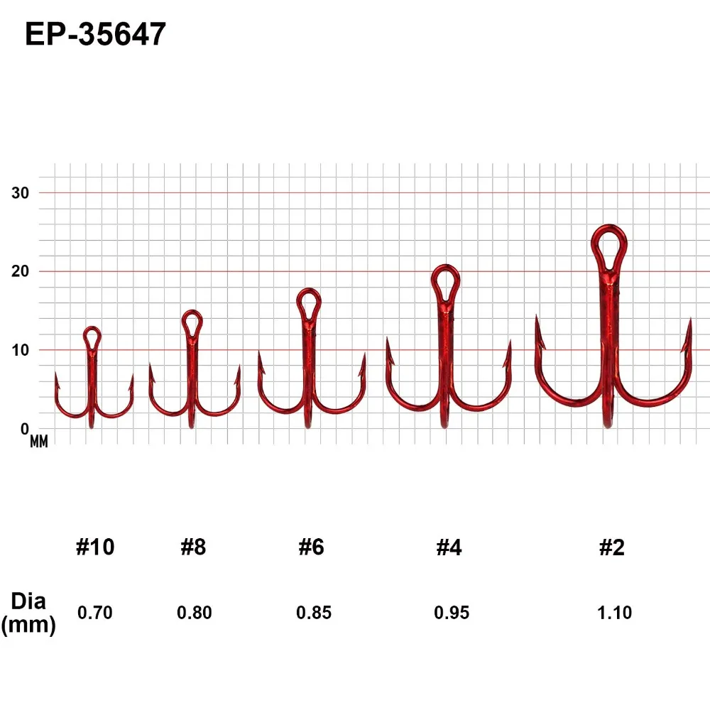 Eupheng-anzuelos de pesca 20 piezas, anzuelos triples de Color negro, níquel, rojo y bronce, aparejos de agua dulce y salada - imagen 5