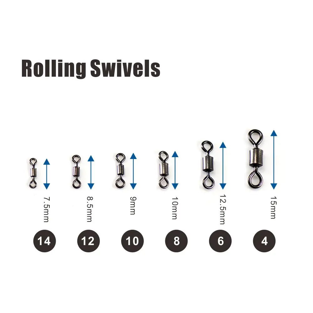 Countbass 50 Uds. Conector de pesca giratorio negro Terminal aparejos accesorios de pesca - imagen 2