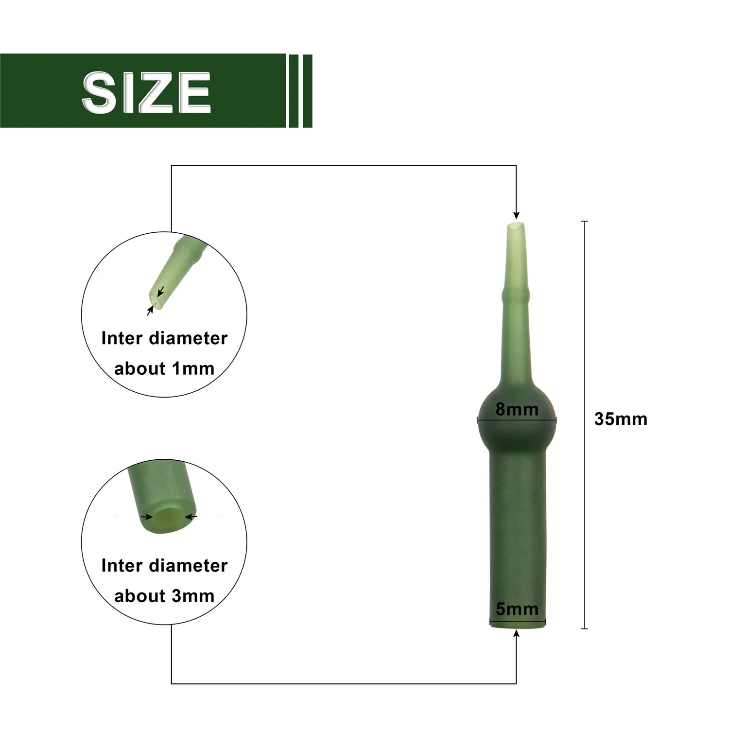 200 unids/lote de cuentas de amortiguación de cola cónica para pesca de carpa suave verde, diseñadas para todo tipo de plataformas de helicóptero - imagen 3