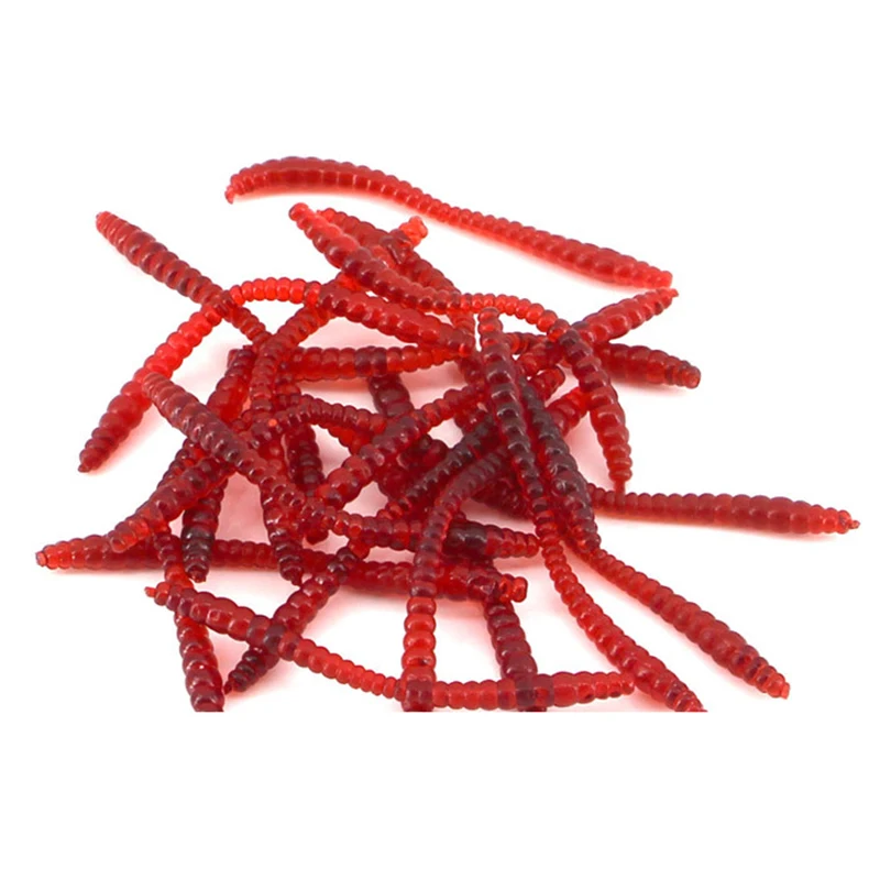 Estos vibrantes gusanos de cebo rojo son perfectos para atraer peces en su próxima aventura de pesca