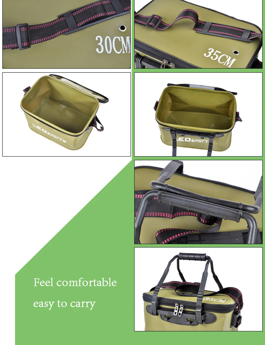 Cubo plegable portátil para peces vivos, estuche de almacenamiento de material EVA, caja de aparejos para tanque de agua de pesca al aire libre, accesorios para peces vivos - imagen 5