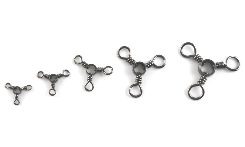 MNFT 25 unids/pack níquel negro aparejos terminales de acero inoxidable tres giratorios Trigemino de 3 vías conector accesorios de aparejos de pesca - imagen 3